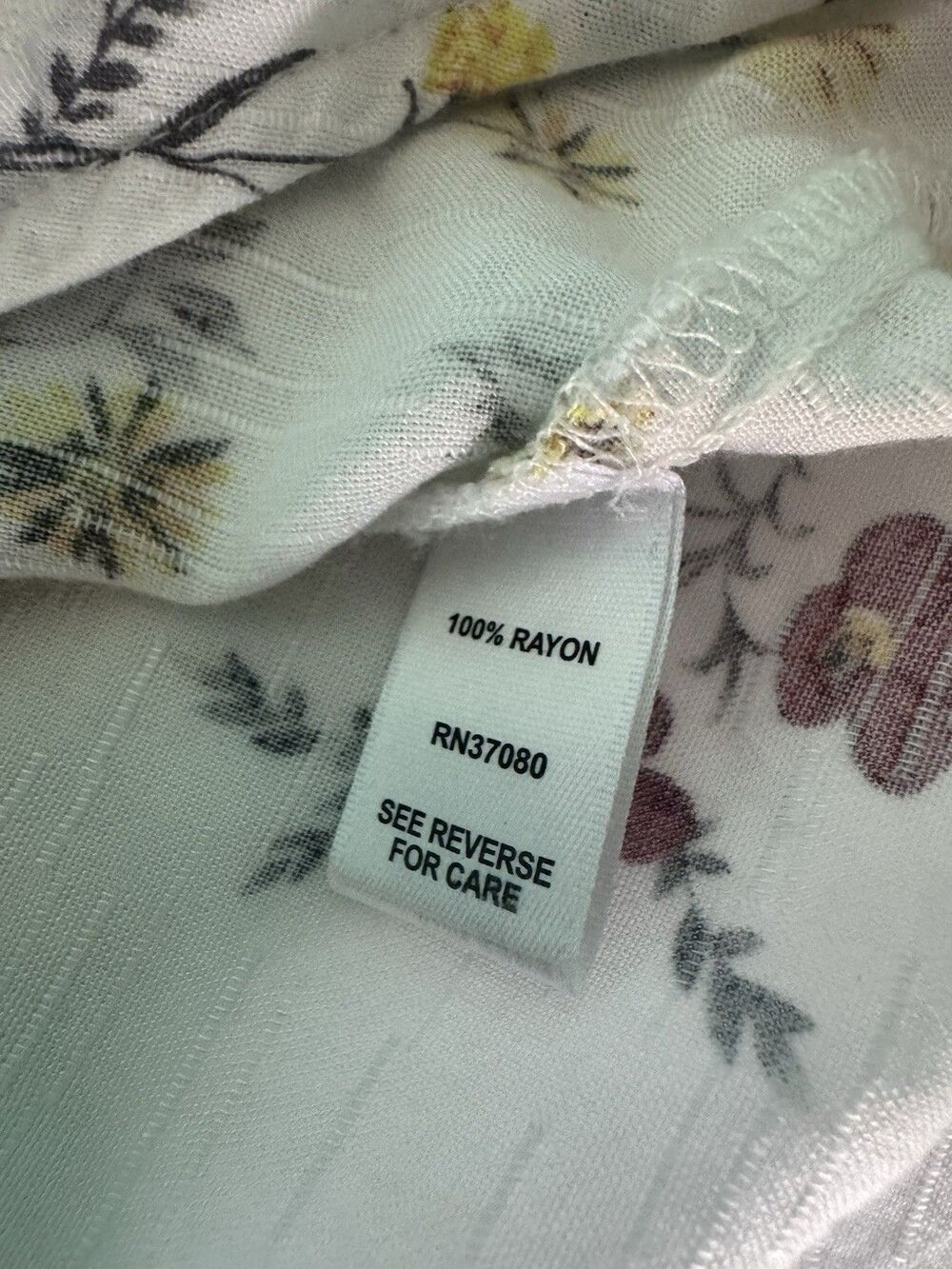 EST 1946 Floral Boho Peasant Blouse XL Rayon Wrap Look V Neck Cottagecore Top - Picture 5 of 8